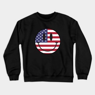 US Flag Smiley Face Crewneck Sweatshirt